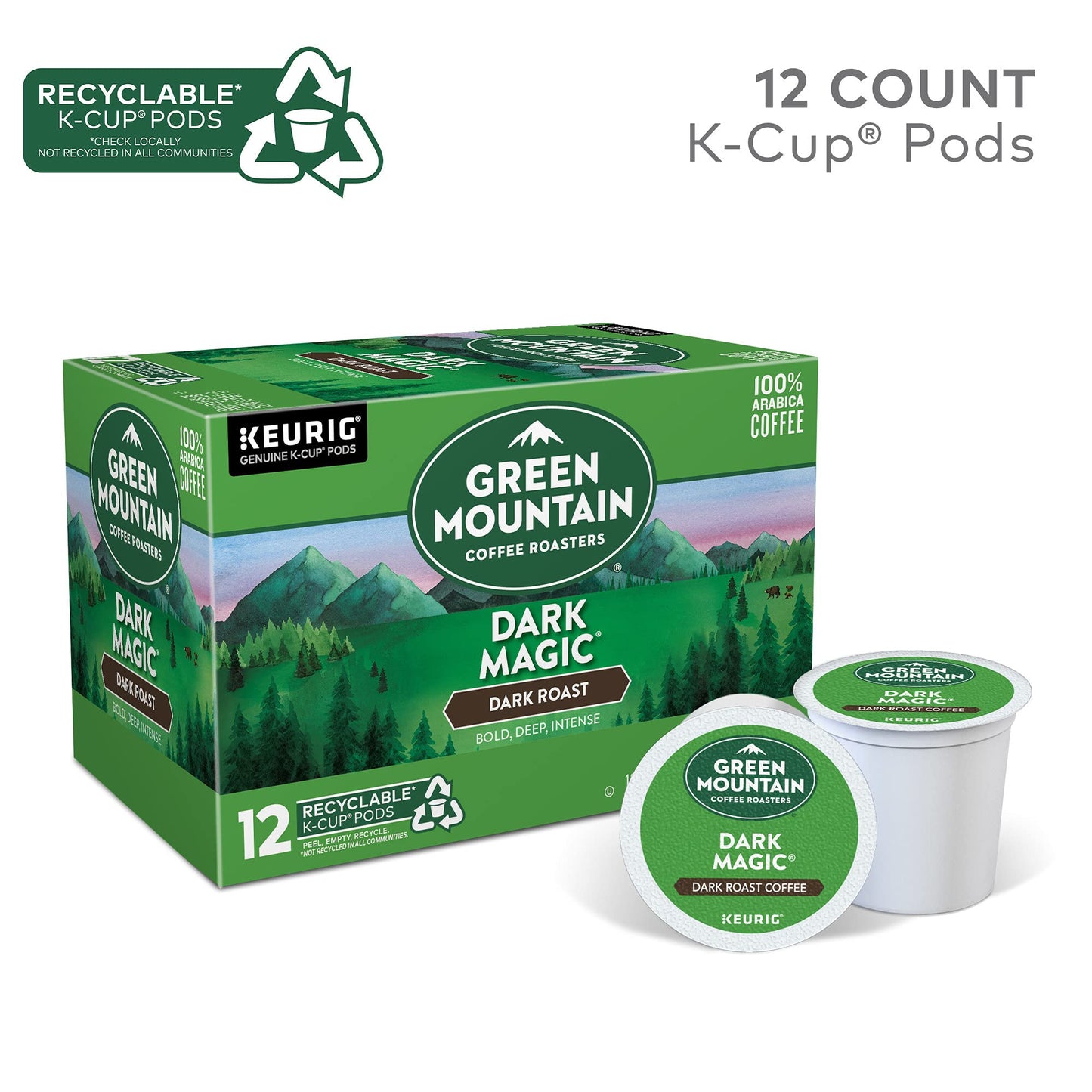 Green Mountain K-Cups Dark Roast, 0.4 Ounce, 12 Count (4.8Oz Net)