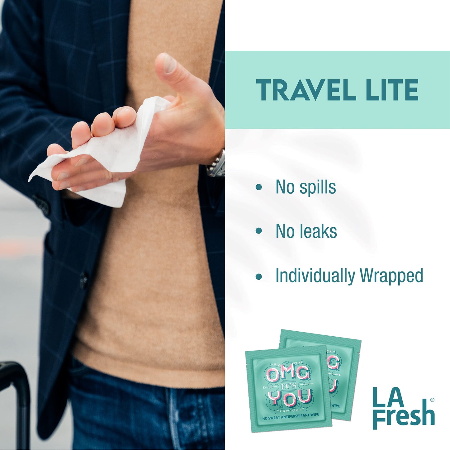 La Fresh Travel Lite Antiperspirant Wipes Case Of 200 Individually Wrapped Fresh Scented Towelettes Made With Clear Formula For