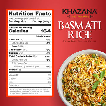 Authentic Extra Long Basmati Rice by Khazana in 10 lb Bag - Aromatic and Flavorful Indian Grain - Non-GMO, Gluten Free, Kosher,