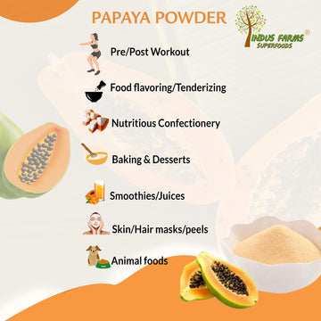 100% Natural Papaya Powder, 1 Lb, Eco-Friendly Resealable Pouch, No Artificial Flavors/Preservatives/Fillers, Halal, Vegan-Frien
