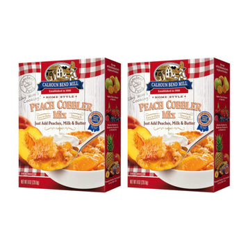Calhoun Bend Mill Peach Cobbler Mix | Easy To Make Classic Southern Dessert | Versatile Crust Mix For Peach & Other Fruit Fillings | Sweet And Crunchy | Ideal For Baking Enthusiasts - 8 Oz (Pack Of 2)