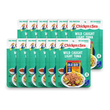 Chicken of the Sea Wild Caught Light Tuna, 2.5 oz. Packets (Box of 12), OLD BAY Seasoning
