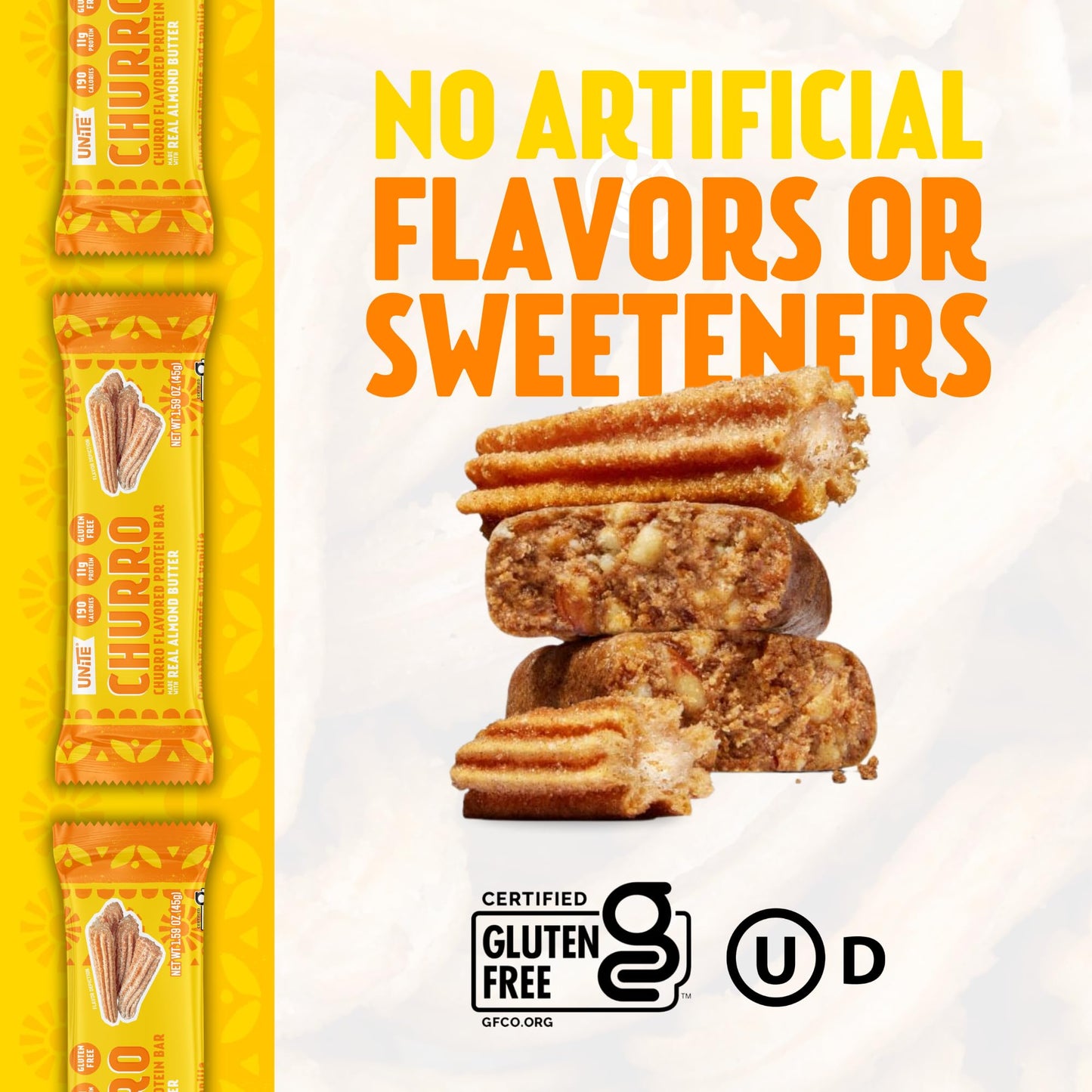 Unite Protein Bars, Churro Flavor, 10G Protein, 200 Calories, Soy And Gluten Free, Real Almond Butter, Proudly Women Owned - 1.5