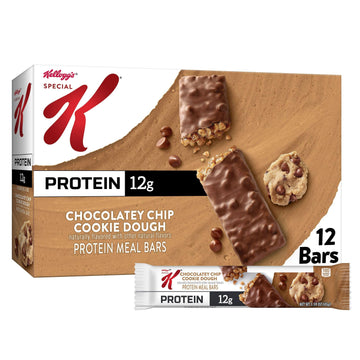Kelloggs Special K Protein Bars, Meal Replacement, Protein Snacks, Value Size, Chocolatey Chip Cookie Dough, 19 oz (1 Pack 12 C