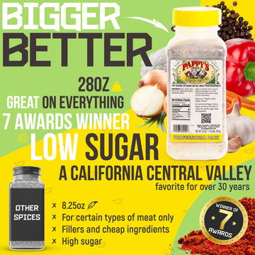 Pappys Fine Foods Lemon Pepper Seasoning - 1.75 Pound Pack, Perfect for BBQ, Steak, Chicken, Seafood, and More