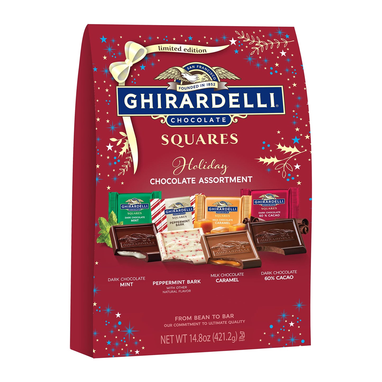 Ghirardelli Chocolate Squares Holiday Assortment, Individually Wrapped Candy, 14.8 Ounces