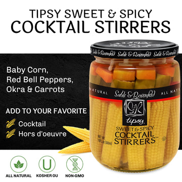 Sable & Rosenfeld Sweet & Spicy Cocktail Stirrers, Pickled Vegetables Skewers, 16 Fl Oz (Pack of 1)