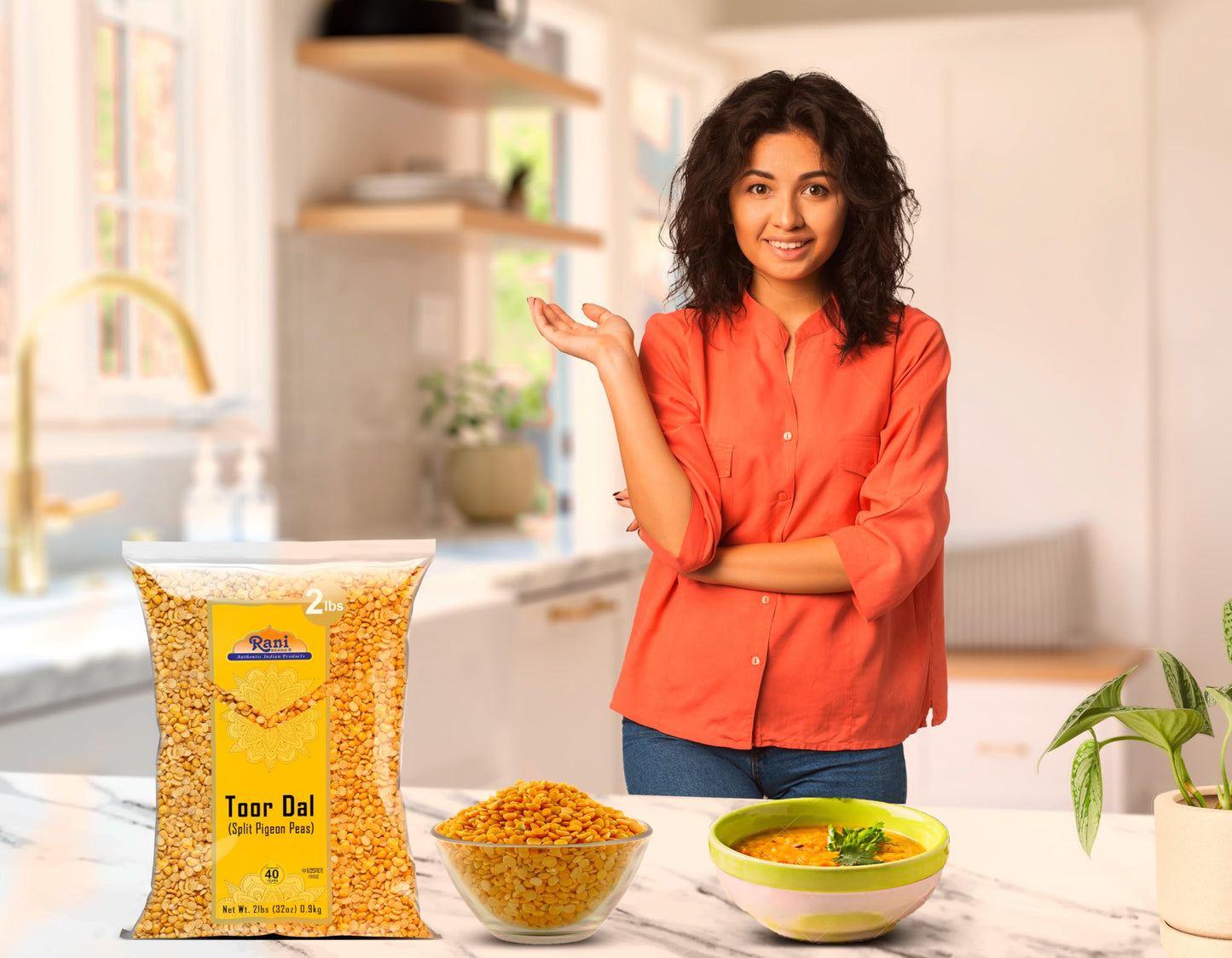 Rani Toor Dal (Split Pigeon Peas) 32Oz (2Lbs) 908G ~ All Natural | Gluten Friendly | Non-Gmo | Vegan | Indian Origin