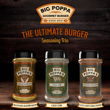 Big Poppa Smokers Gourmet Burger Kit - 3-Pack BBQ Seasoning with Jalapeño Bacon, Garlic Pepper & Beef Seasoning - Gluten-Free