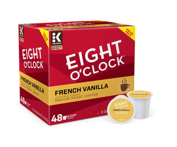 Eight O'Clock Coffee French Vanilla, Single-Serve Keurig K-Cup Pods, Flavored Light Roast Coffee, 48 Count