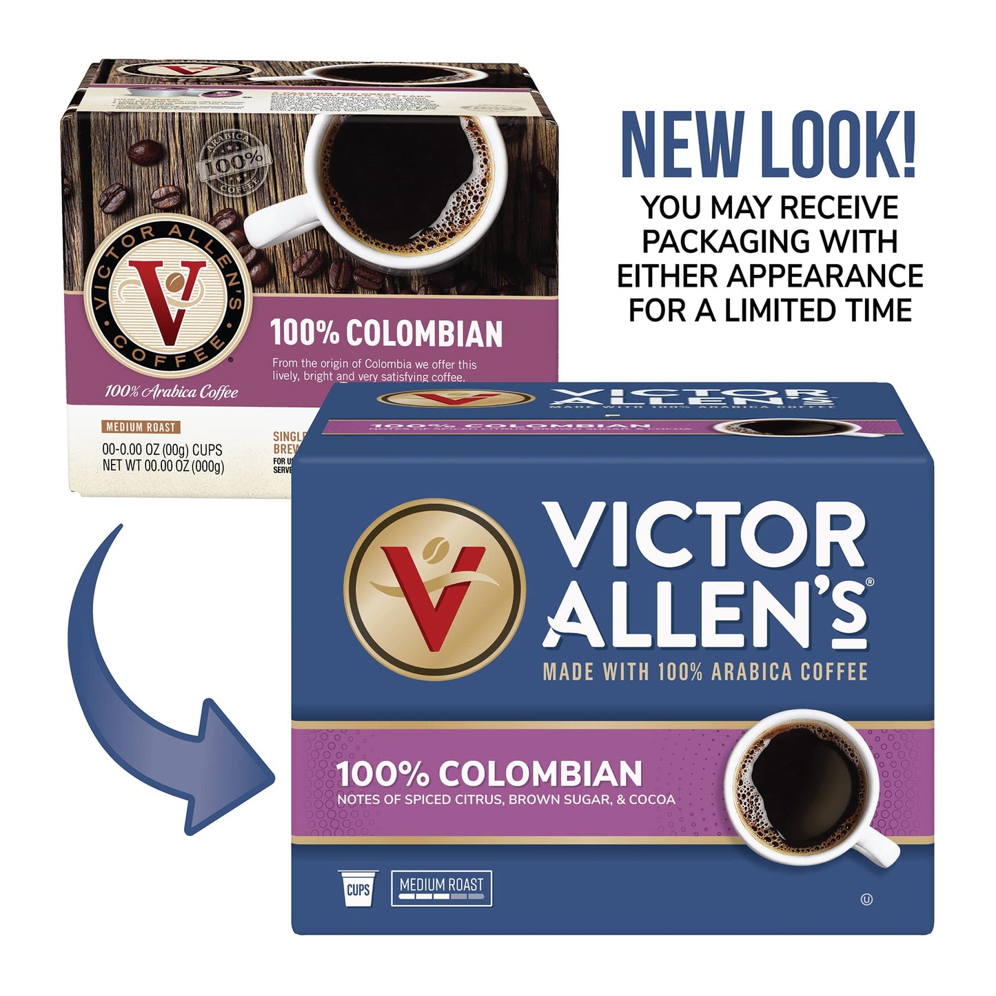 Victor Allens Coffee Single Serve Pods, 100% Colombian Medium Roast, 42 Count