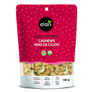 Elan Organic Raw Cashews, Unroasted, Unsalted, Non-Gmo, Vegan, Gluten-Free, Kosher, Raw Nuts, Healthy Snack, 8 Pack Of 6.5 Oz