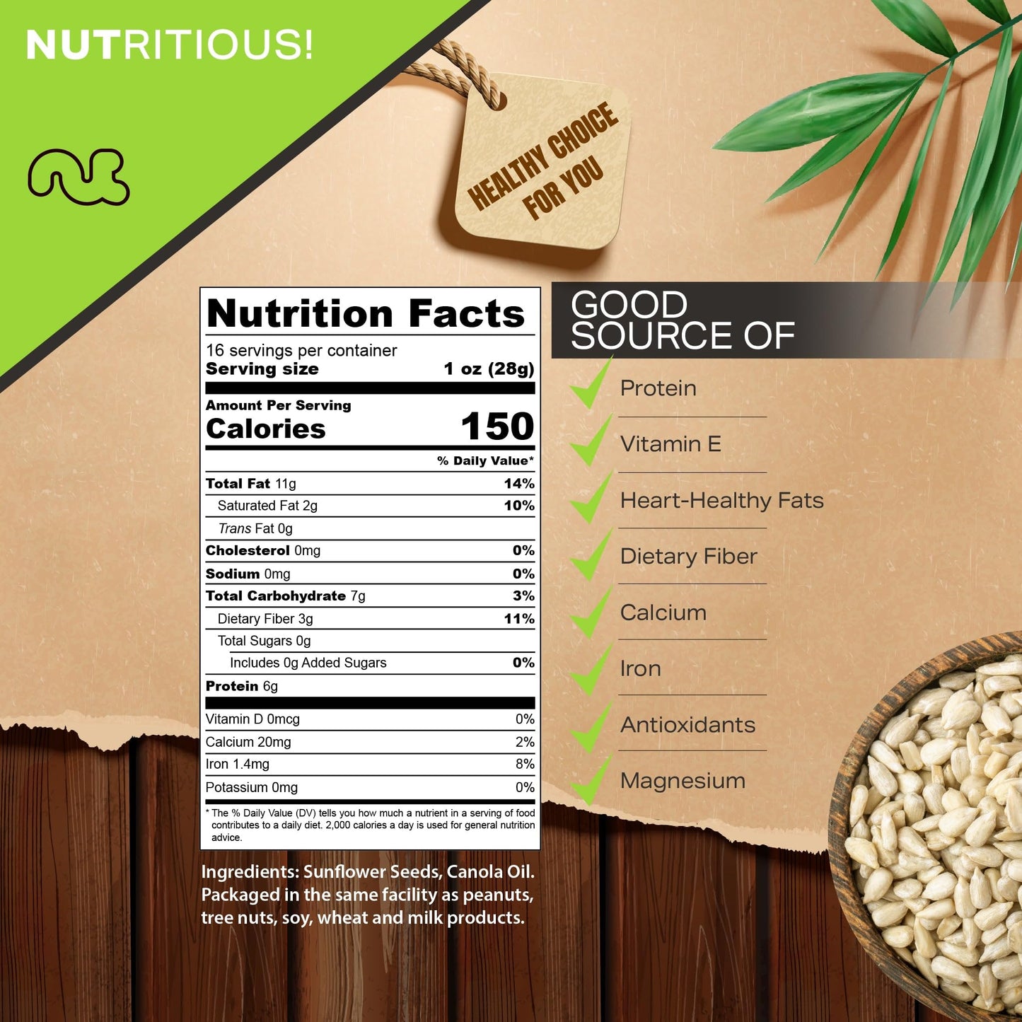 Nut Cravings - Roasted Unsalted Sunflower Seeds Kernels To Eat, No Shell Hulled (48Oz - 3 Lb) Bulk Nuts Packed Fresh In Resealab