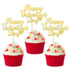 24 Pcs Happy Valentine'S Day Cupcake Toppers Glitter Sweet Love Be Mine Valentines Cupcake Picks For Valentine'S Day Theme Weddi