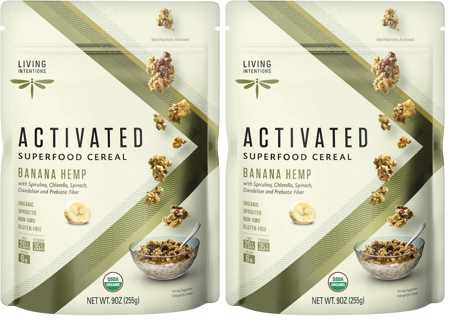 Living Intentions Organic Superfood Cereal - Banana Hemp - NonGMO - Gluten Free - Vegan - Paleo - Kosher - 9 Ounce Unit (Pack of