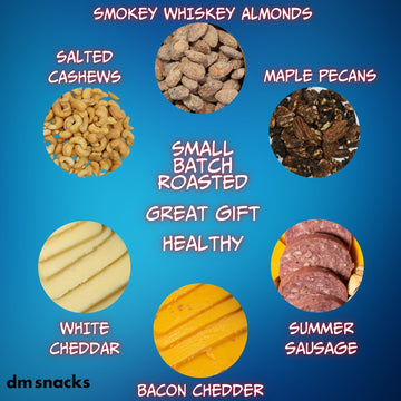 Sausage, Cheese And Nuts Gift Basket For Men, Women, Cashews, Almonds, Maple Pecans, 2 Cheeses, Summer Sausage - Birthday Gift F