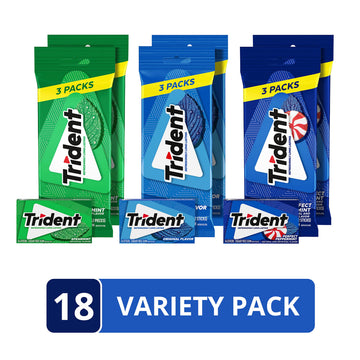 Trident Sugar-Free Chewing Gum Variety Pack Candy, Spearmint, Perfect Peppermint & Original Flavor, 18 Packs of 14 Pieces (252 T
