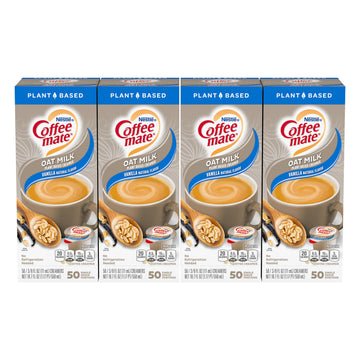 Nestle Coffee Mate Coffee Creamer, Oat Milk, Vanilla Natural Flavor, Liquid Creamer Singles, Plant-Based, Non Dairy, No Refrigeration, 0.375 Fl Oz Tubs (Pack Of 200)