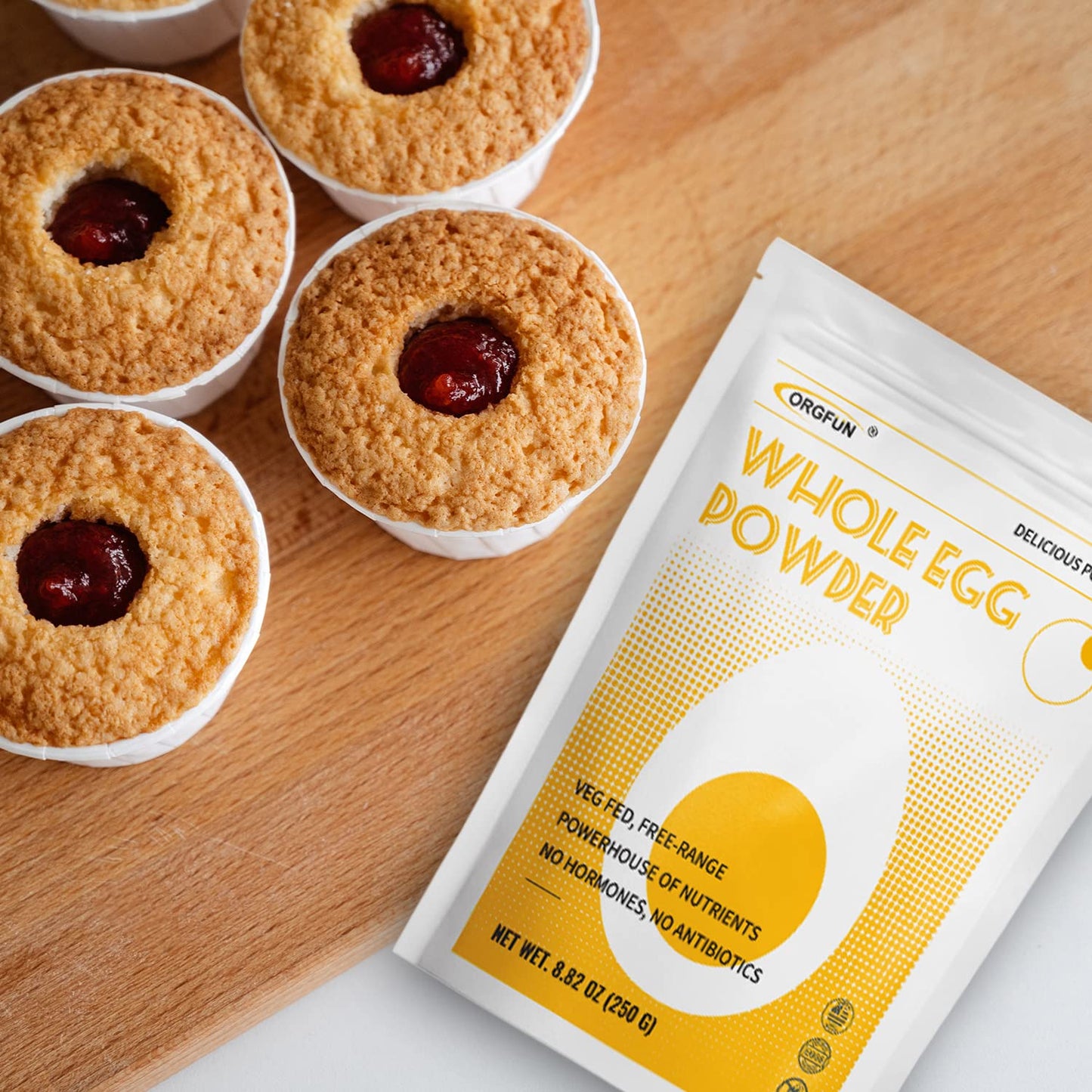 Orgfun Whole Eggs Powder, Just One Ingredient, Pasteurized Made In Usa Great For Baking , 8.82 Oz