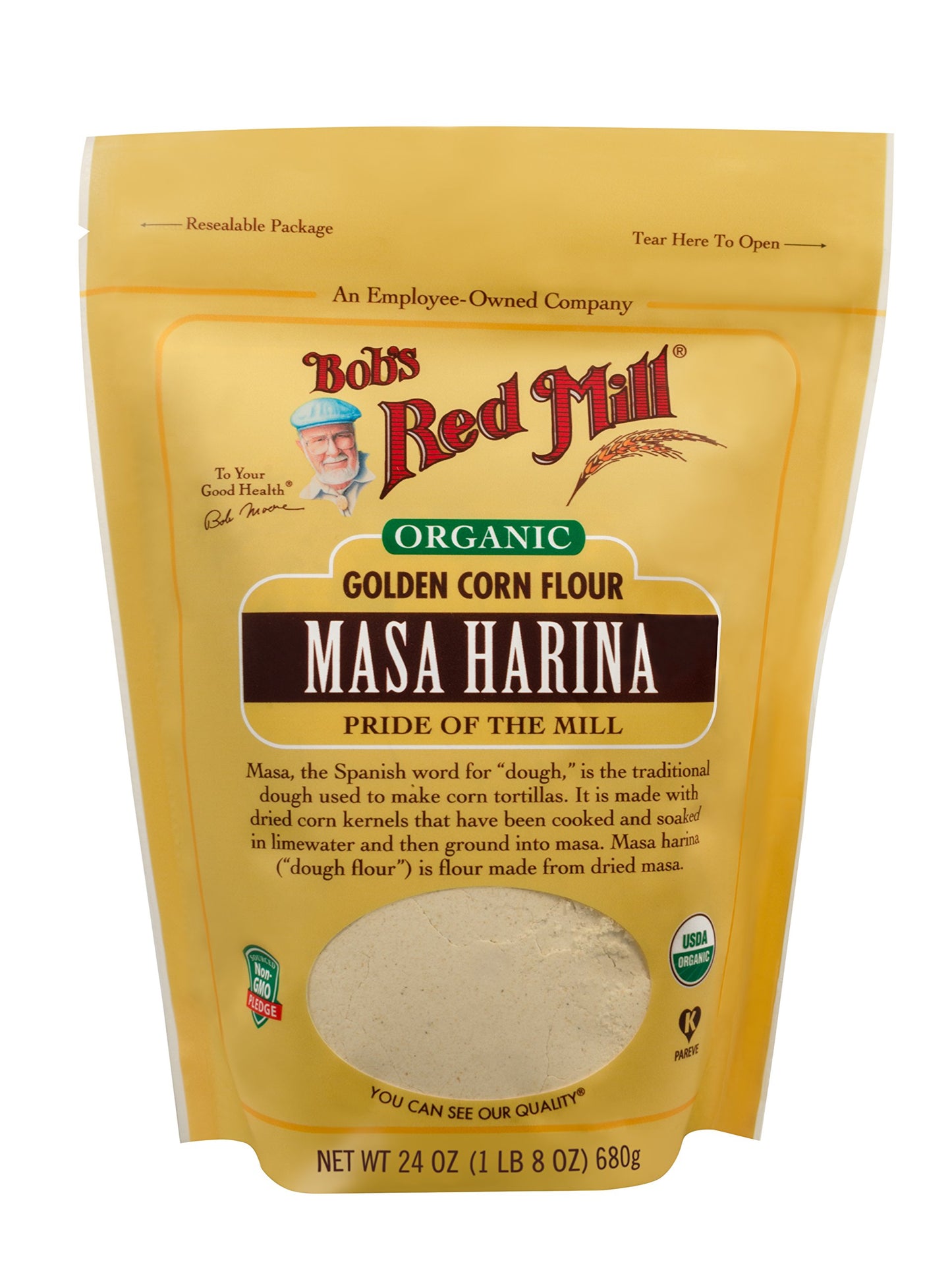 Bobs Red Mill Organic Masa Harina Flour, 24oz (Pack of 1) - Non GMO, Vegan, Kosher