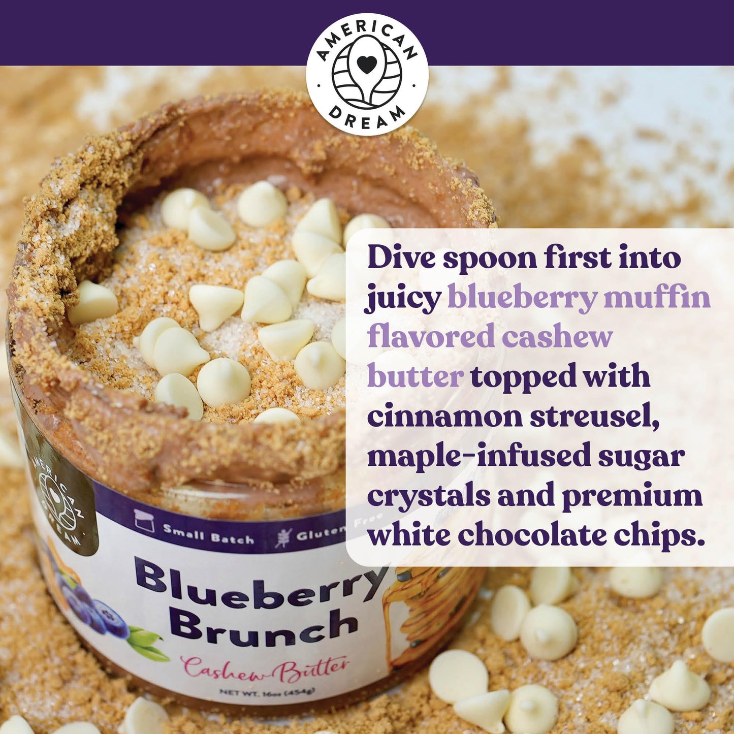 American Dream Nut Butter - Gluten-Free Blueberry Brunch Cashew Butter