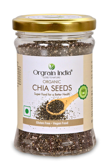 Orgrain India Certified Organic Chia Seeds 160g | Company-Owned Farmlands | Omega 3 | Fiber for Weight Loss