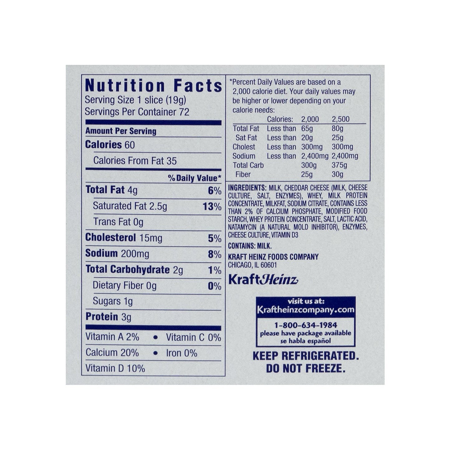 Kraft White American Cheese Singles, 72 Count