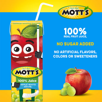 Motts Apple White G Juice, 6.75 fl oz Boxes, Pack of 32