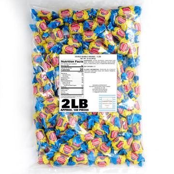 Dubble Original Bubble Gum - 2 lb Bulk Bag (Approx. 140 Pieces) - Individually Wrapped by The Hampton Popcorn Company - Pink Gum