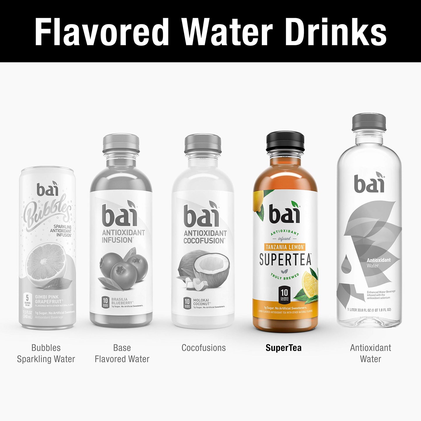 Bai Iced Tea, Antioxidant Infused Supertea, Tanzania Lemon, 18 Fl Oz Bottles, Pack of 12