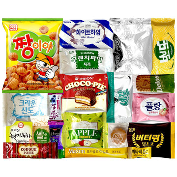 Dagaon Flavorful Mini Korean Snack Box - 20 Count - Variety Of Korean Treats Including Chip, Biscuits, Cookies, Pies, Candies. S