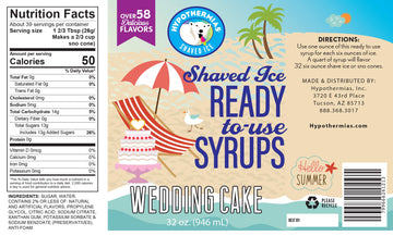 Hypothermias Shaved Ice & Snow Cone Syrup - BPA-Free Recyclable Plastic Bottle Quart (32 Fl. Oz) - Wedding Cake - Non-GMO 100% P