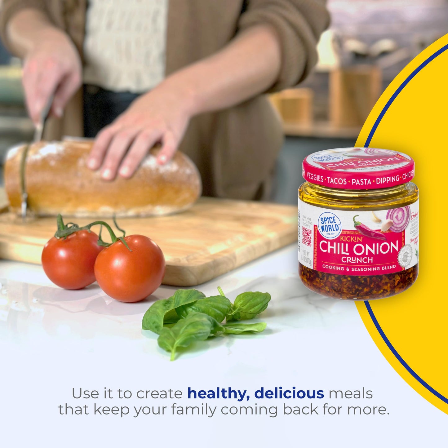 Spice World Chili Onion Crunch Seasoning Blend, 6oz - Ready-to-Use for Stir-Fries, Chili, Stews & Asian Dishes, Adds Savory Flavor & Heat