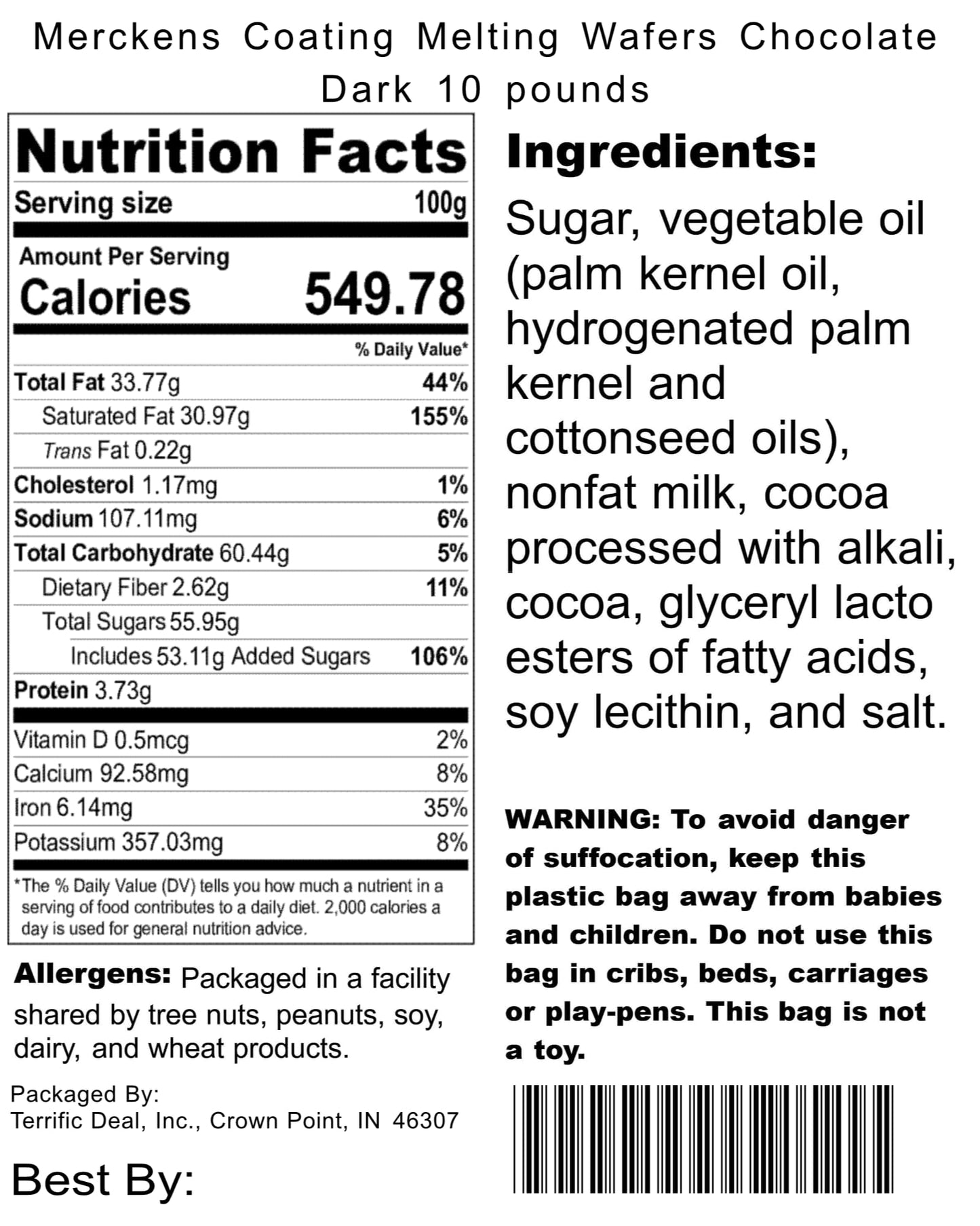 Merckens Coating Wafers Melting Wafers Dark Cocoa, 10 Pound Bulk