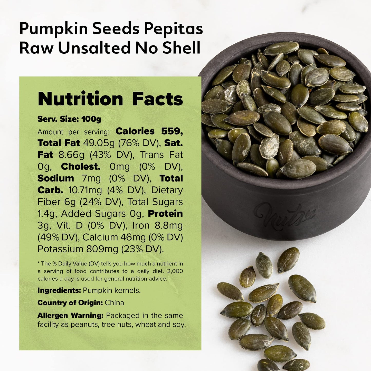 Nuts U.S. - Pumpkin Seeds (Pepitas) | Raw And Unsalted | No Shell | Aa Grade | Vegan And Gluten Free | Packed In A Resealable Bag!!! (4 Lb)