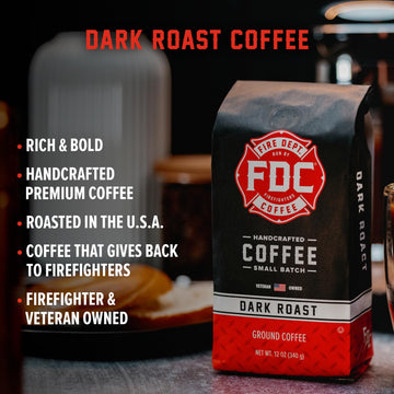 Fire Department Coffee - Gives Back To Firefighters - Bold & Smooth Dark Roast Ground Coffee - Roasted In The Usa - Handcrafted