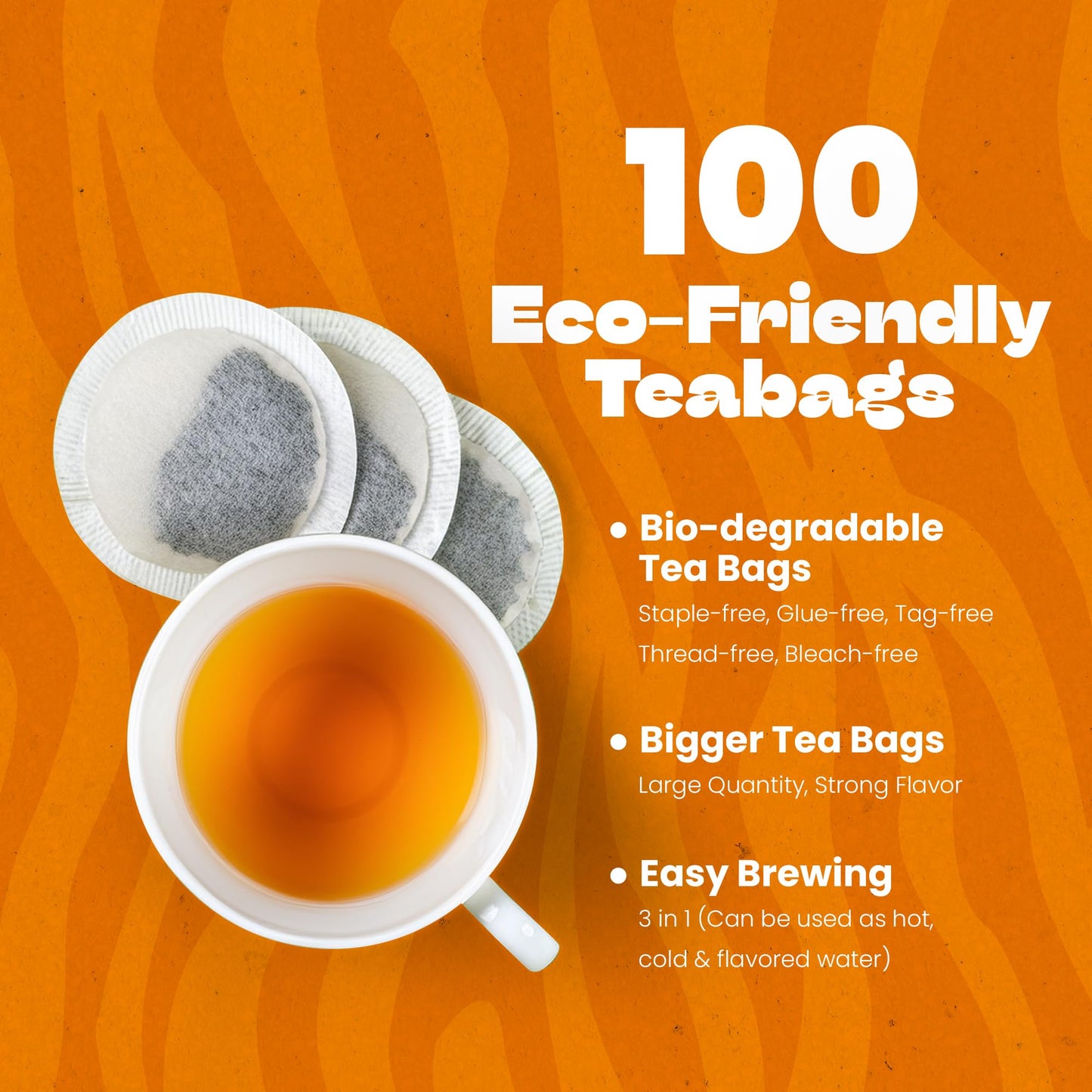 Tiger Organics Dandelion Root Tea - 100 Biodegradable Teabags, Caffeine-Free, USDA Organic Certified, 100 Count