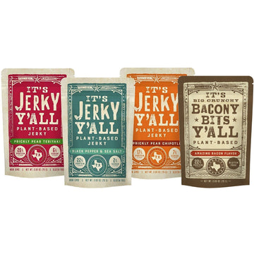 It'S Jerky Y'All Plant Based Jerky And Bacony Bits Variety Pack | Beyond Tender Jerky And Crunchy Bacon Vegan Snacks | Non-Gmo,