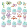 Ercadio 20Pcs Ocean Animal Cupcake Toppers Under The Sea Turtles Octopus Cupcake Picks Seahorse Coral Cake Decorations For Under