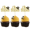 Gyufise 24Pcs Bumble Bee Cupcake Toppers Oh Babee Cupcake Picks Gold Glitter Oh Baby Cupcake Picks For Baby Shower Birthday Part