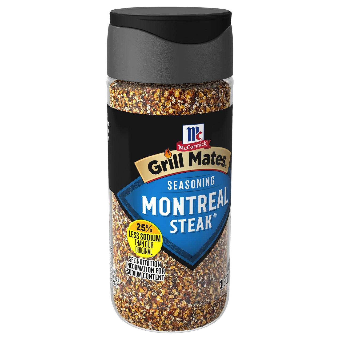 McCormick Grill Mates 25% Less Sodium Montreal Steak Seasoning, 3.18 oz