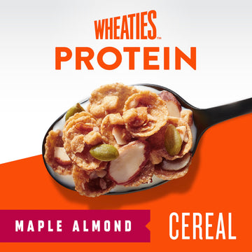 Wheaties Protein Breakfast Cereal, Maple Almond, 22g Protein, Breakfast of Champions, 16 oz