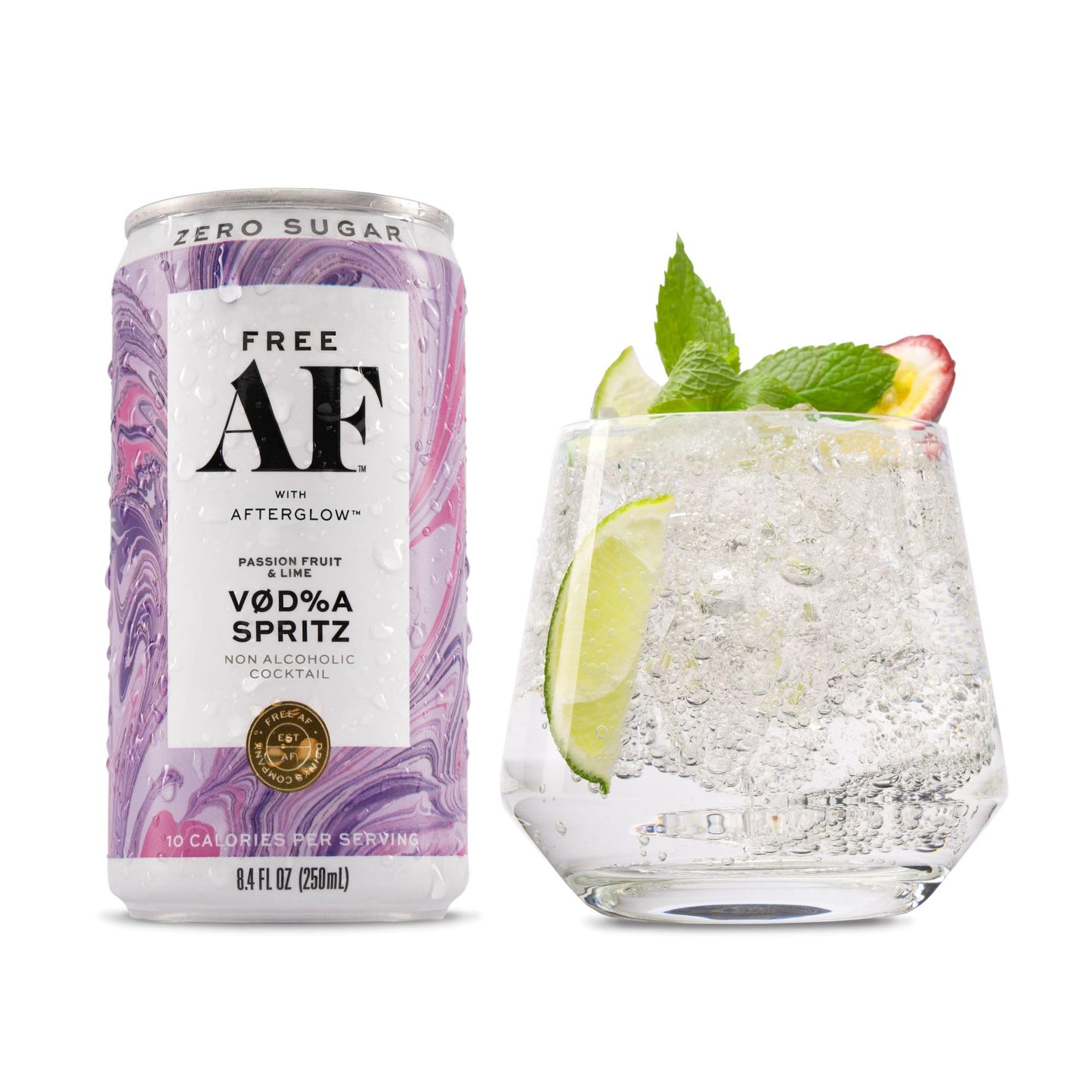 Free AF Non-Alcoholic Vodka Spritz Cocktails - Gluten-Free, Low-Calorie - 8.4 oz Cans (12-Pack) - Clear