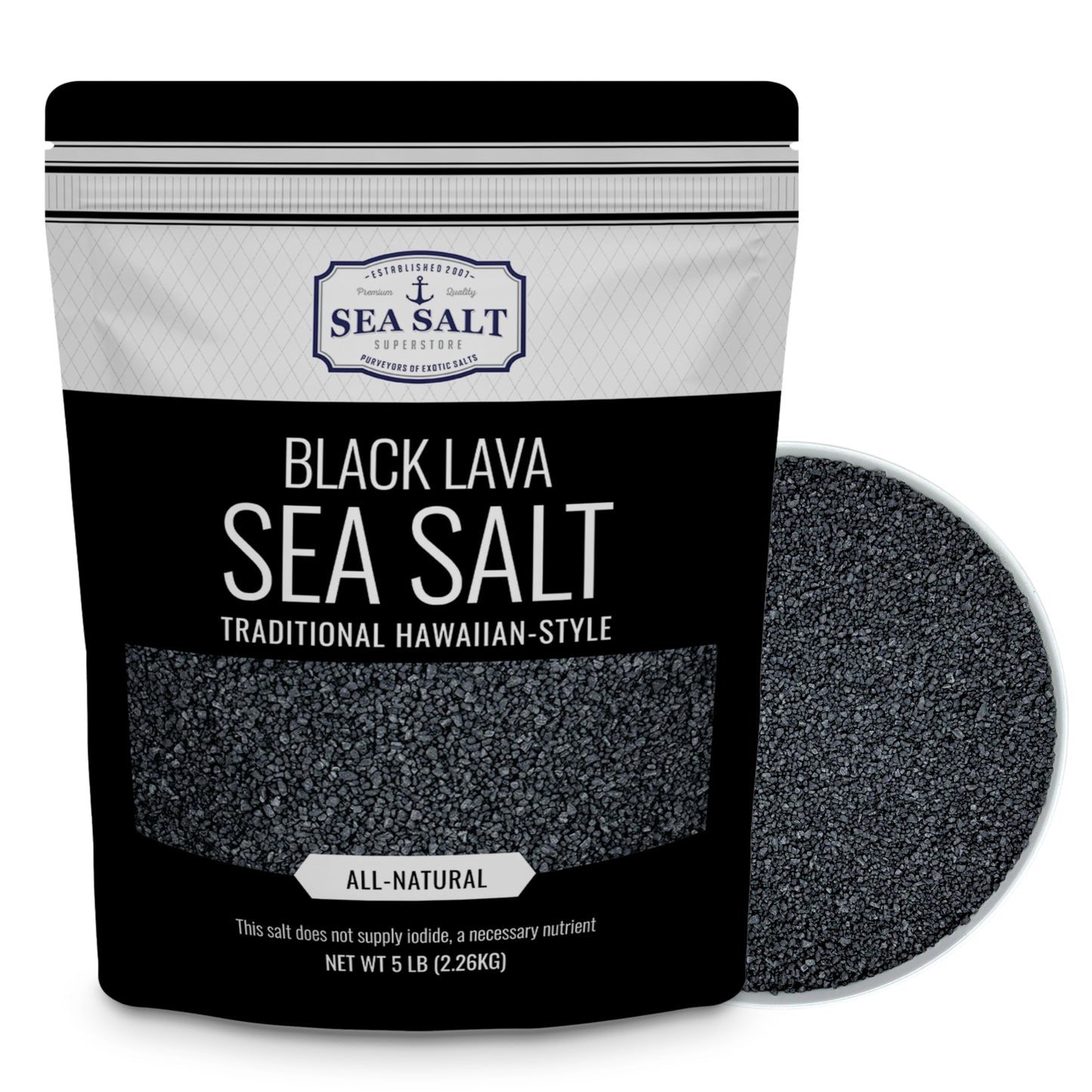 Hawaiian-Style Black Lava Sea Salt For Cooking & Finishing Black Sea Salt With Activated Charcoal 5 Lb Pouch