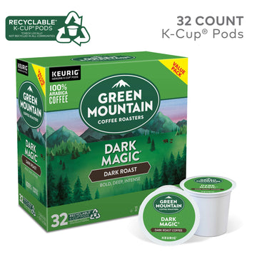 Green Mountain Coffee Roaster Dark Magic Keurig Single-Serve K-Cup Pods, Dark Roast Coffee, 32 Count