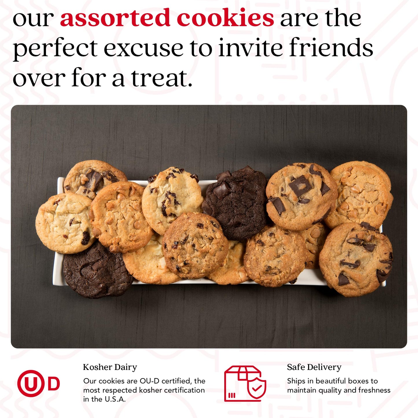 Davids Cookies Sweet Sampler Assorted Fresh Baked Cookies Tin - 8 Count | Chocolate Chunk, Peanut Butter Chip, Double Chocolate