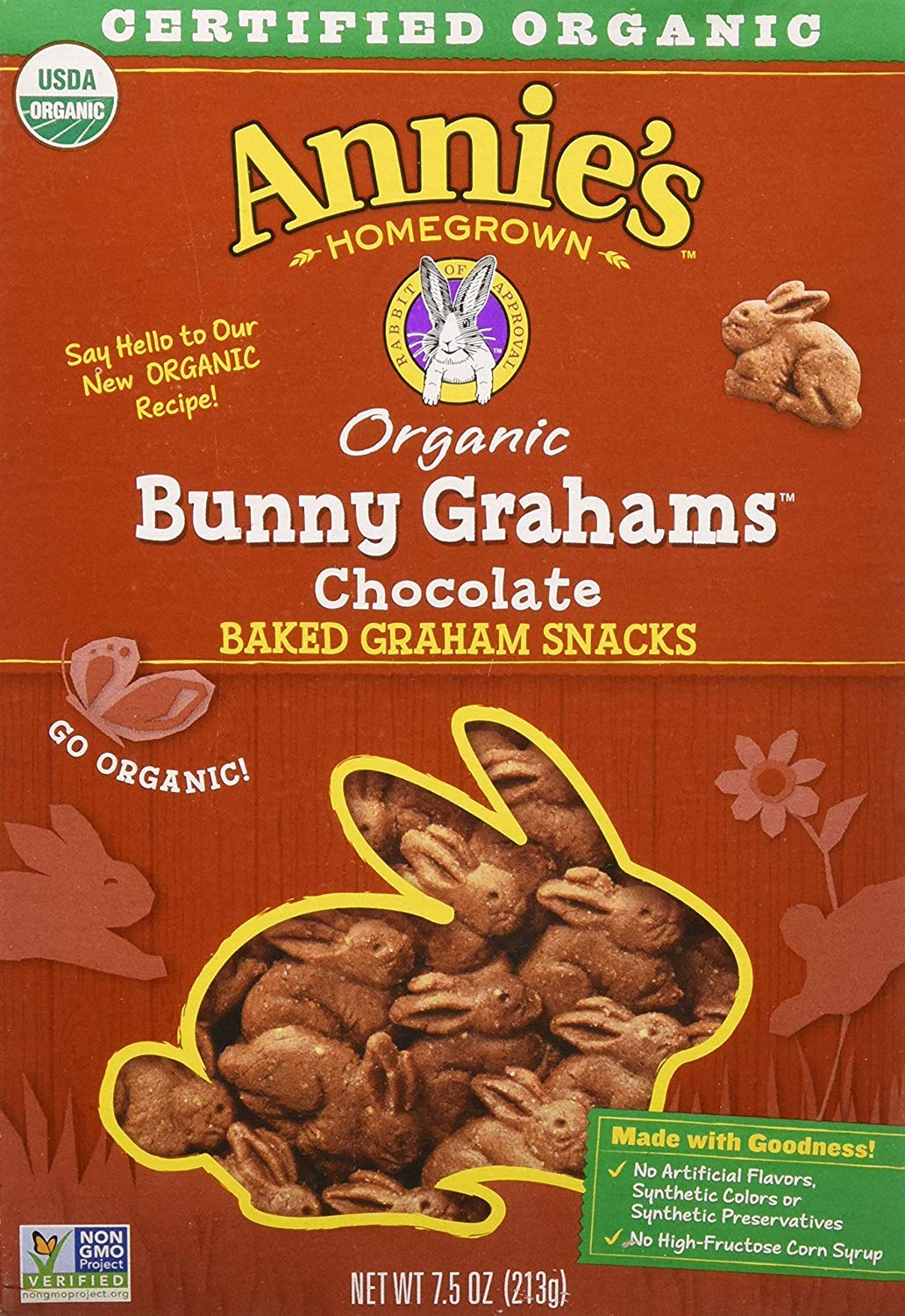 Annie 'S Homegrown Organic Chocolate Bunny Graham Snacks, 7.5 Oz. Box (Pack Of 12)