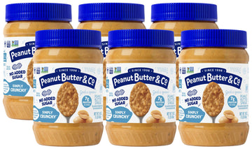 Peanut Butter & Co. Simply Crunchy No Sugar Added Peanut Butter, Non-Gmo Project Verified, Gluten Free, Vegan, 16 Oz (Pack Of 6)