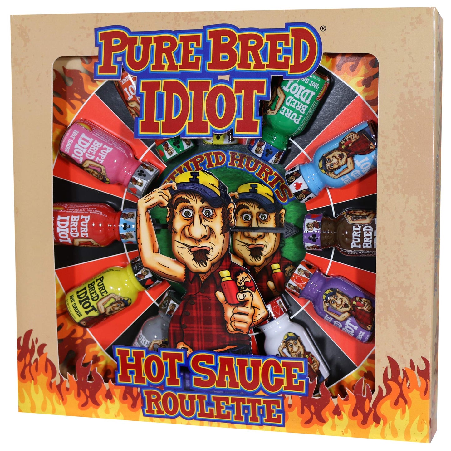 ASS KICKIN Hot Sauce Roulette Game - 12 Bottles - Spicy Challenge Gift Set - Pure Bred Idiot Model