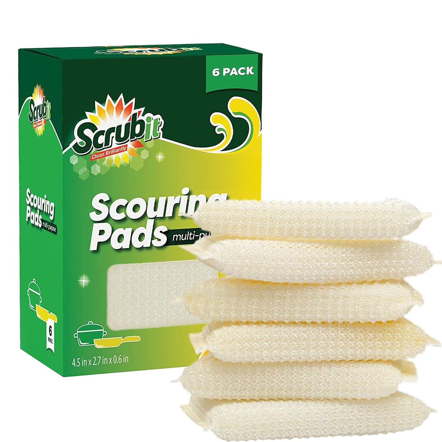 Multi-Purpose Scouring Pad By Scrub-It - Non-Scratch Cleaning Dobie Pads For Pots, Pans, Dishes, Utensils & Non-Stick Cookware -